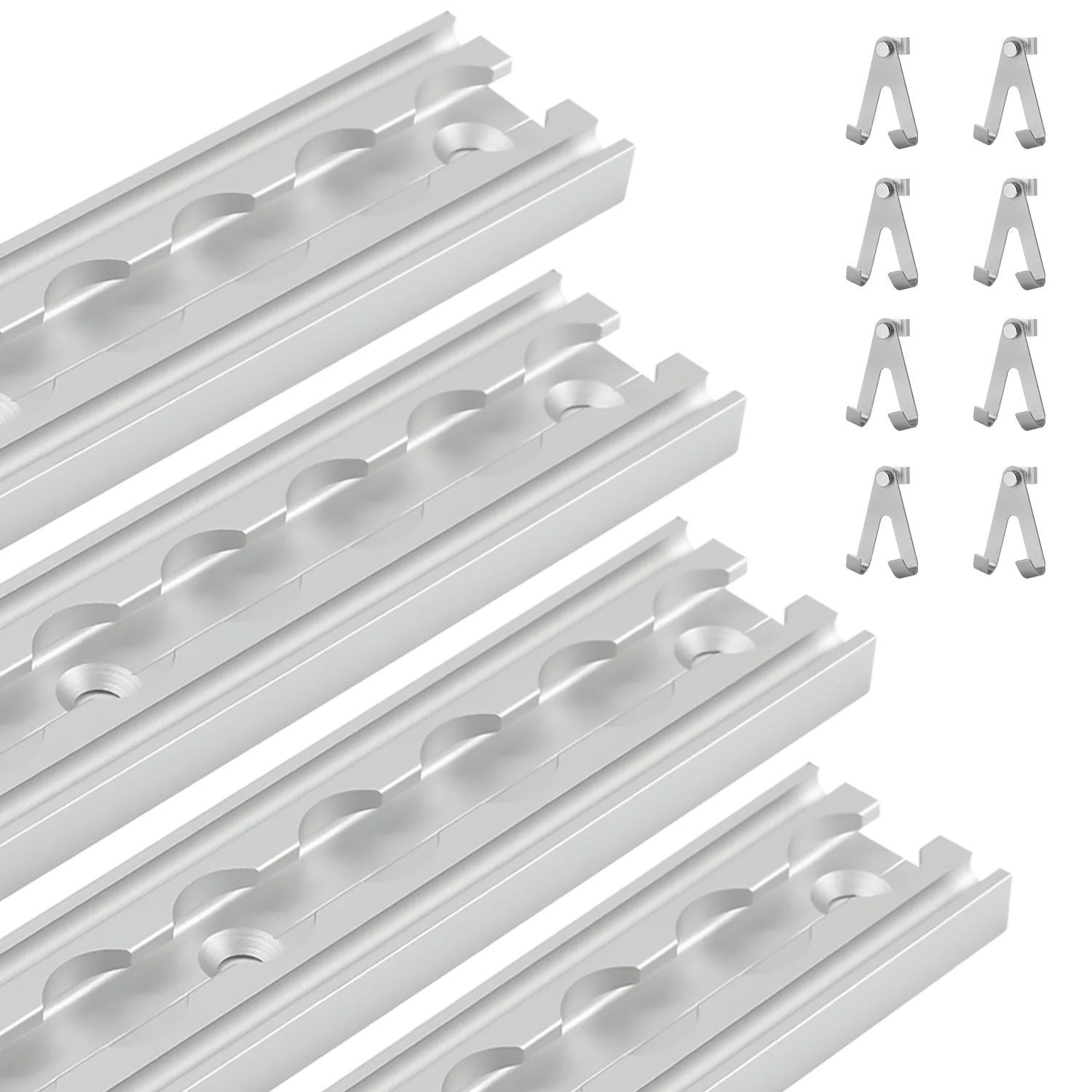 Airlineschiene 4x 1m Aluminium mit 8 Doppelhaken