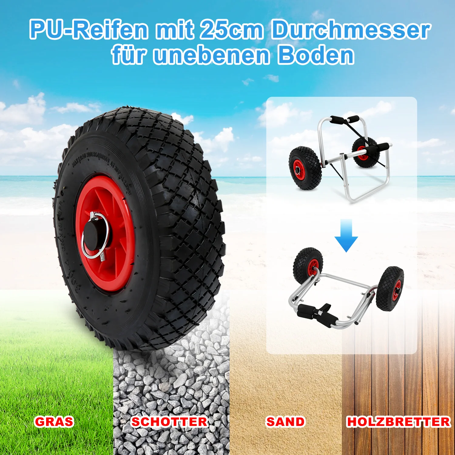 Faltbarer Kajakwagen Bootswagen 75kg