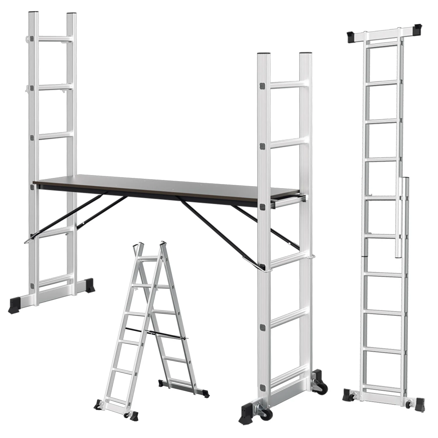 Gerüst 4 in 1  Alu Multifunktionsleiter 6+6 Stufen