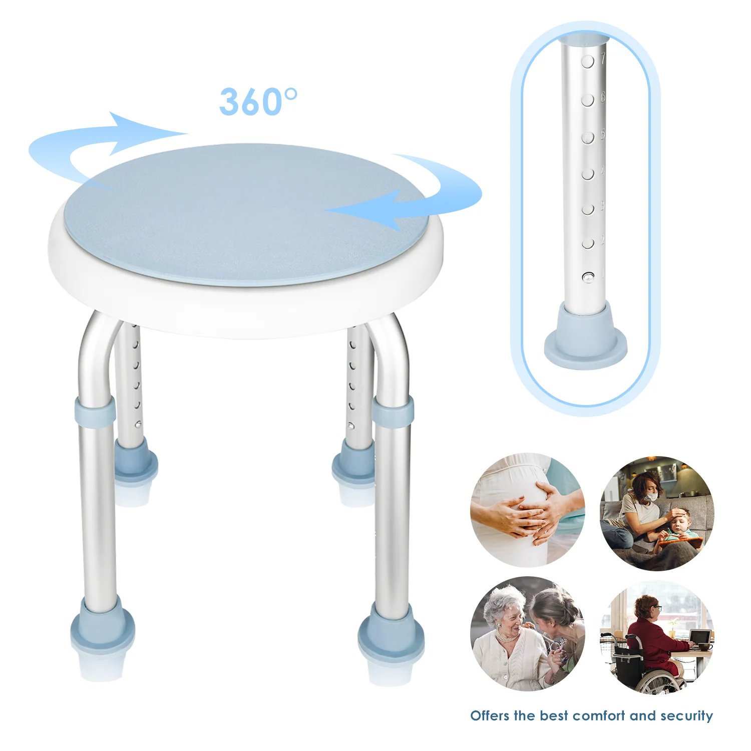 Duschhocker Duschstuhl 360°Drehbarer