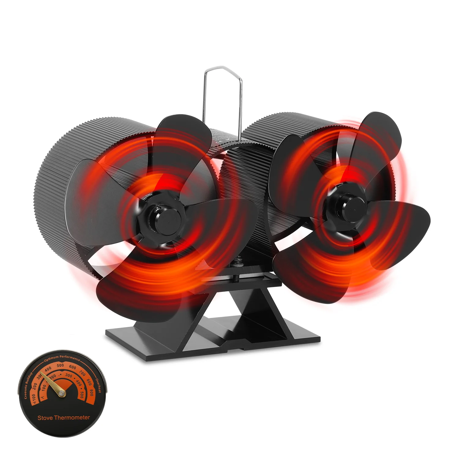 8 Blättern Kaminventilator mit Thermometer(Neue Version)