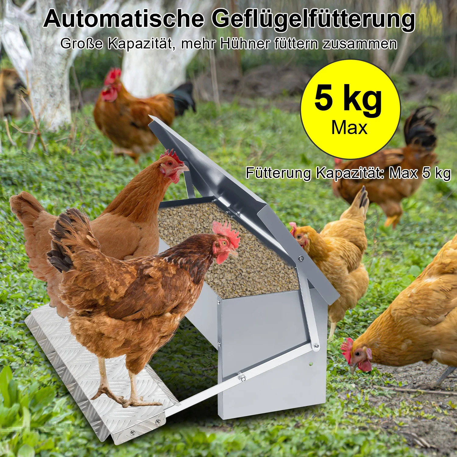 Futterautomat für hühner Fußpedal selbstöffnender 5kg