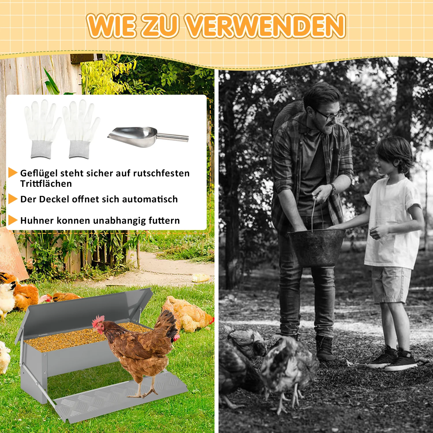 Futterautomat Futterspender mit Handschuhe 5kg