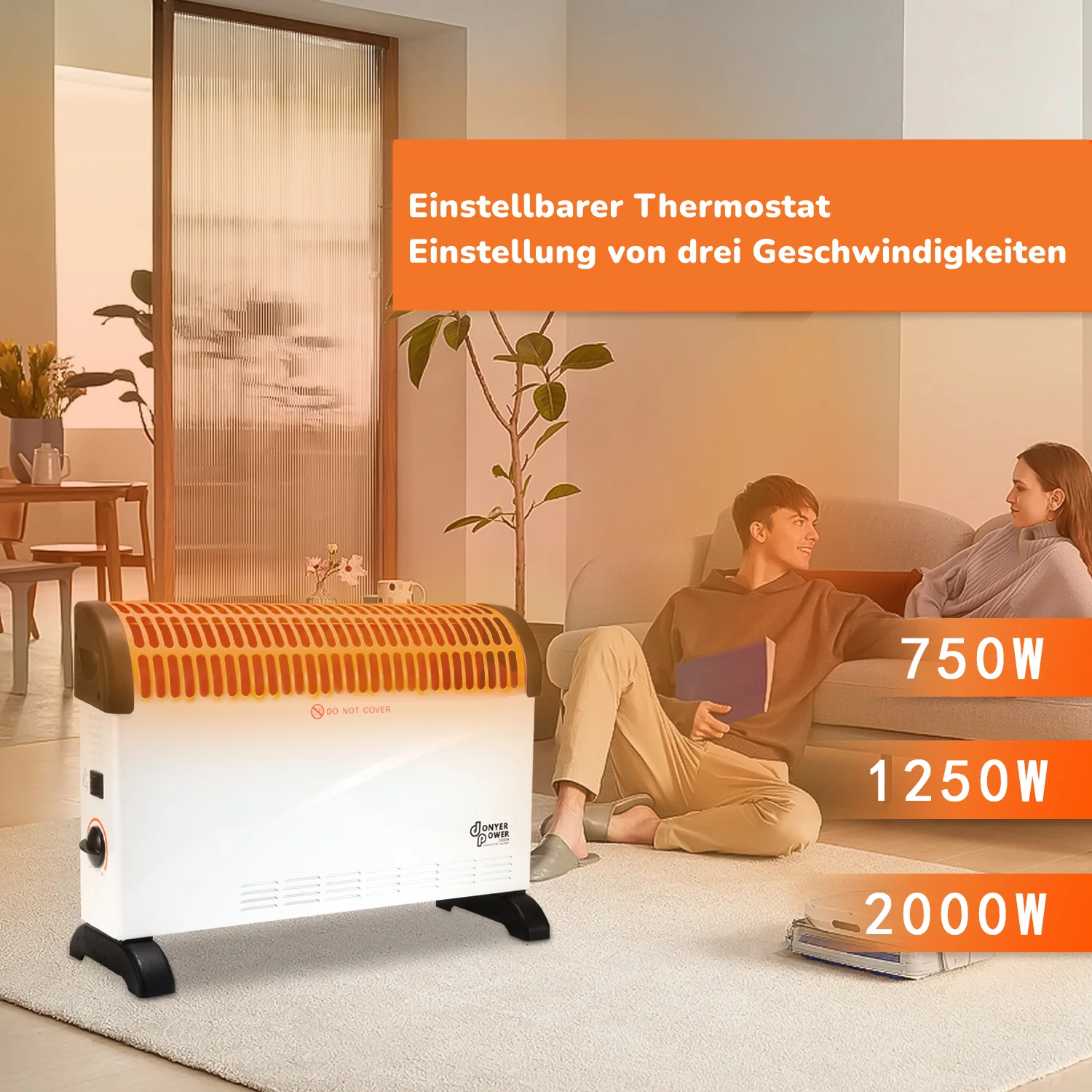 Elektroheizung Konvektor Heizgerät 2000W