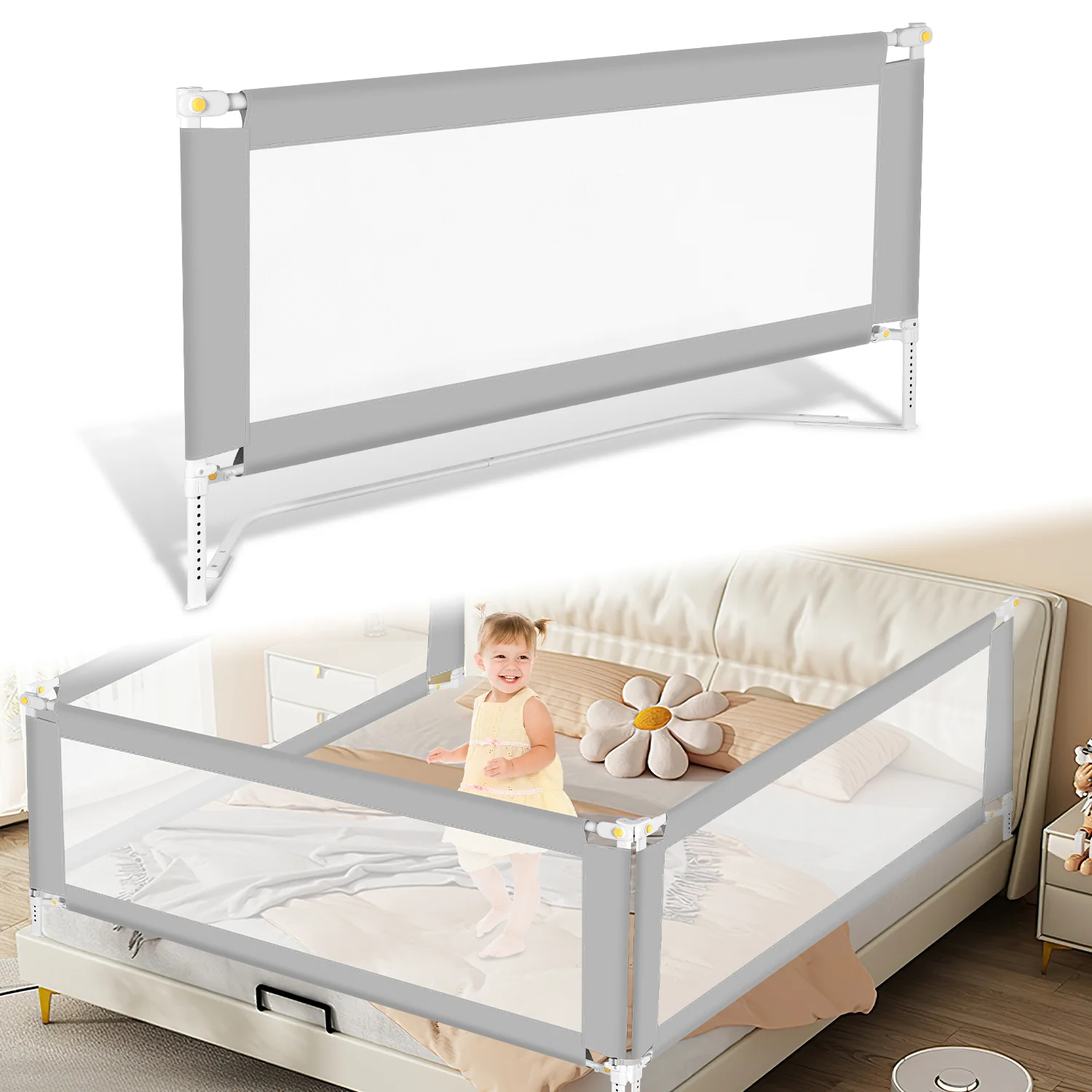 Bettschutzgitter Kinderbettgitter mit U-förmiger Basis