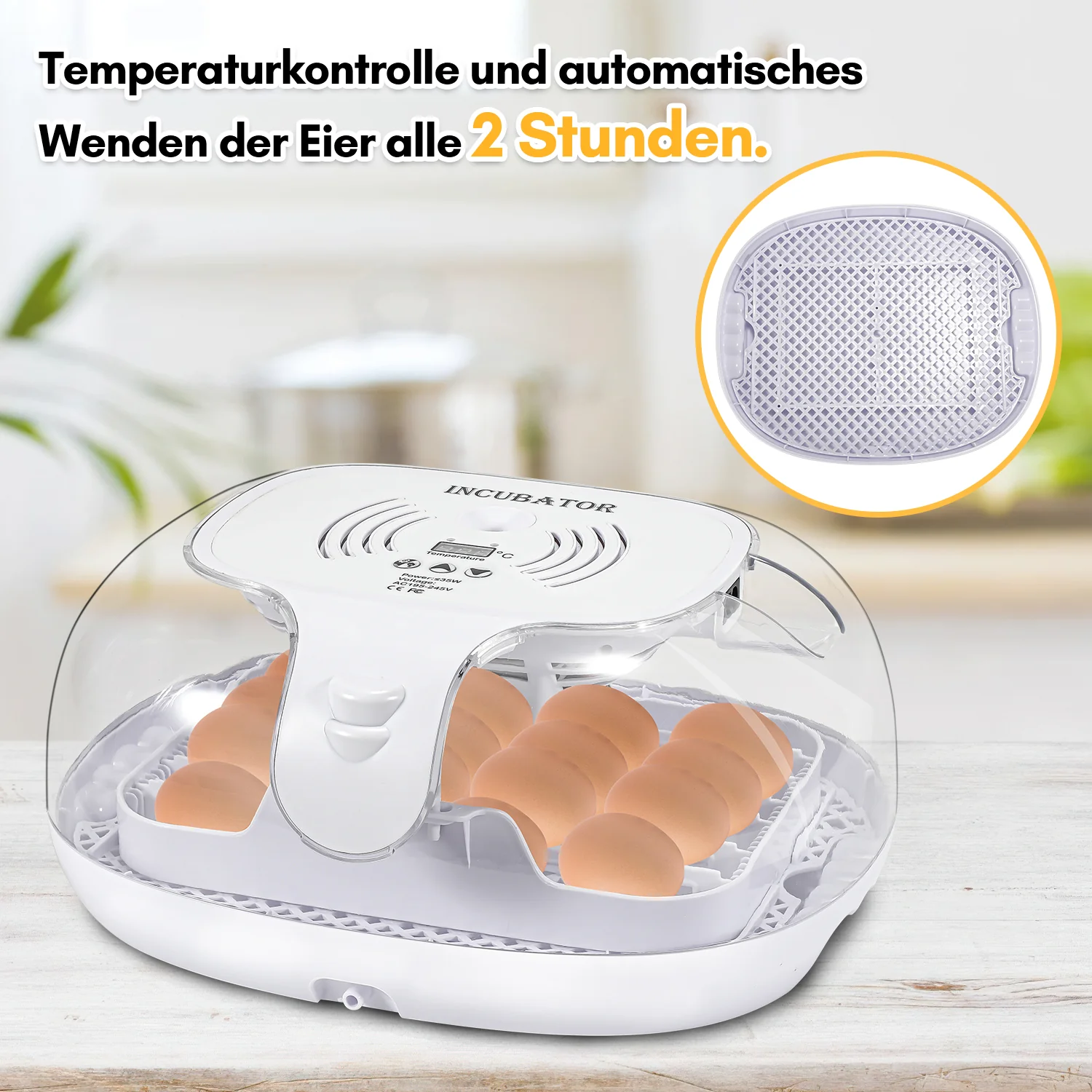 Brutautomat Vollautomatisch Inkubator für Hühner 16 Eier