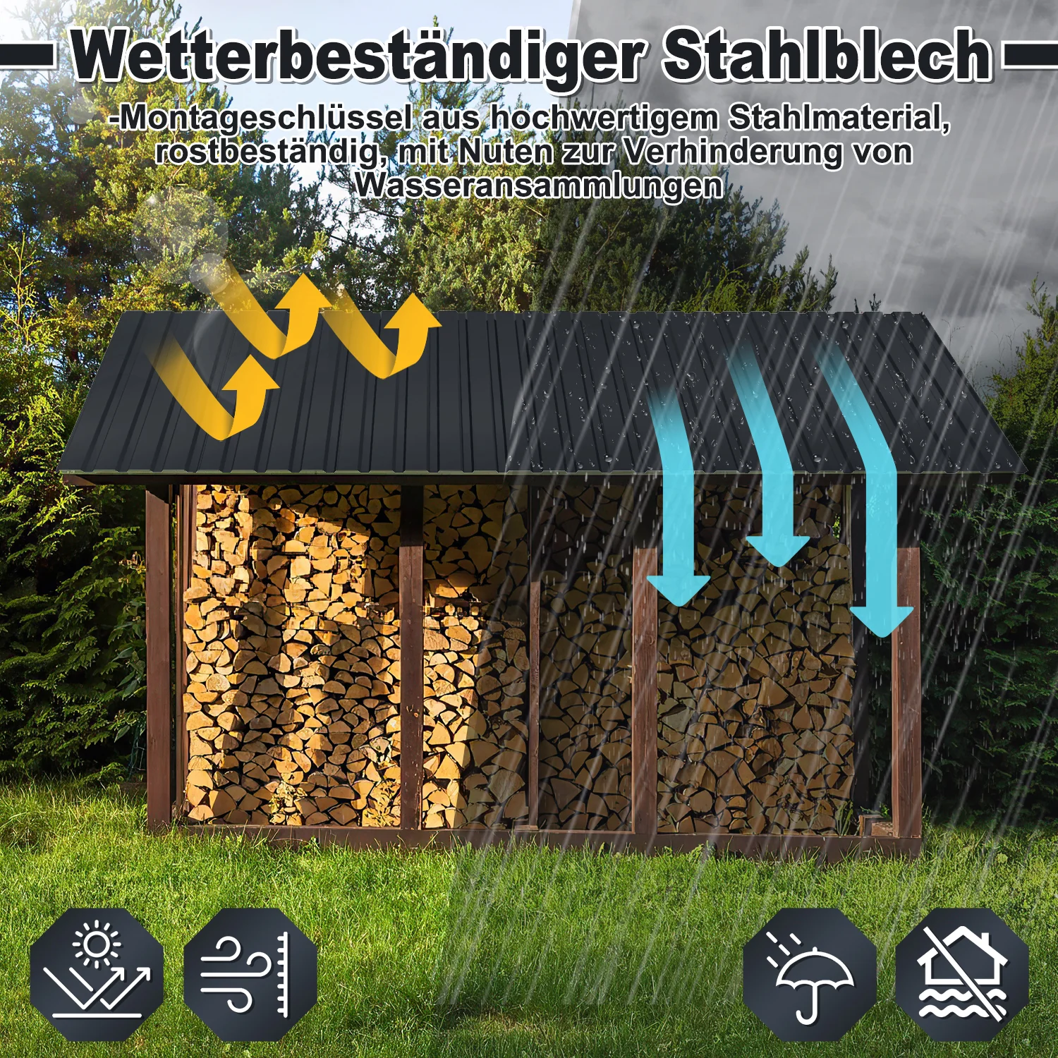 12X Dachblech Trapezblech Metall Anthrazit/Grün