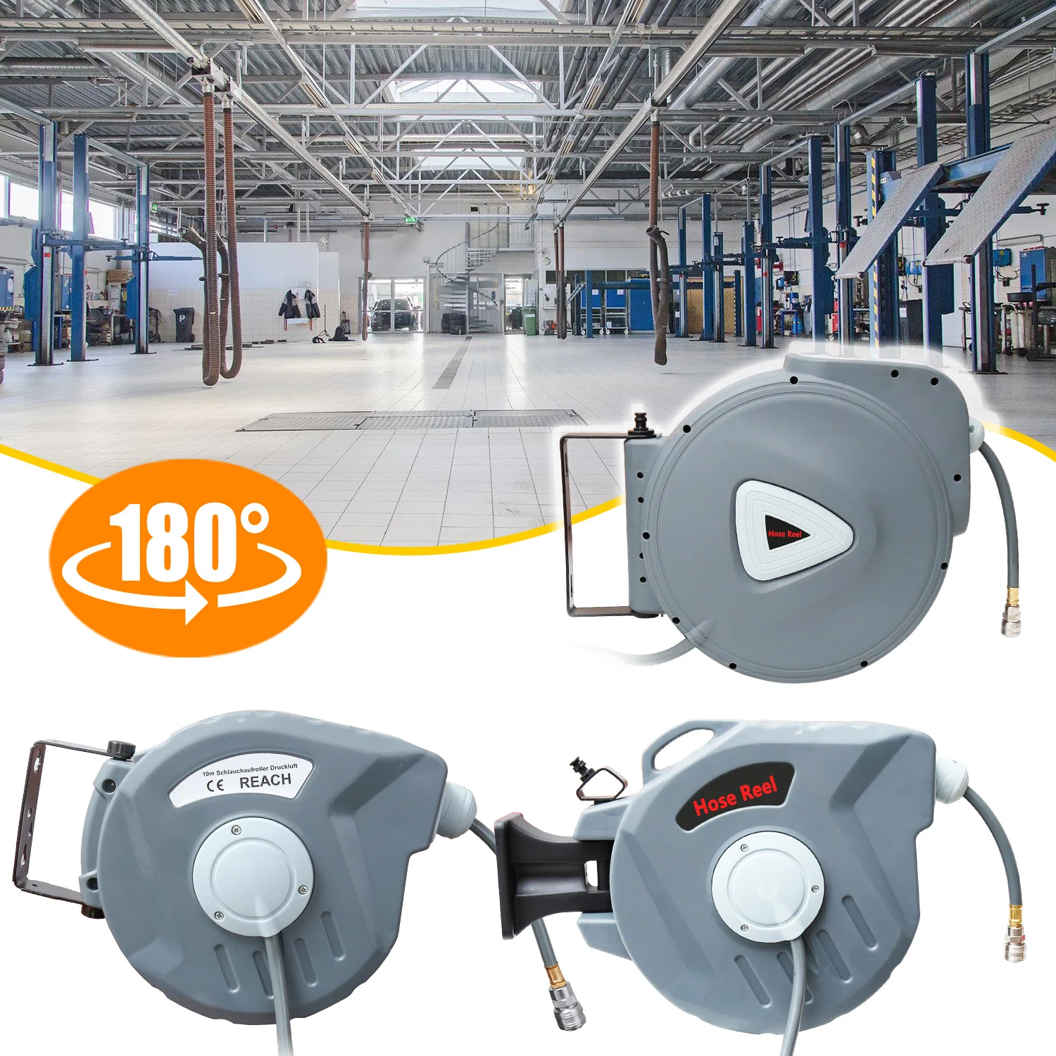 Druckluftschlauch Aufroller automatisch 10-30m