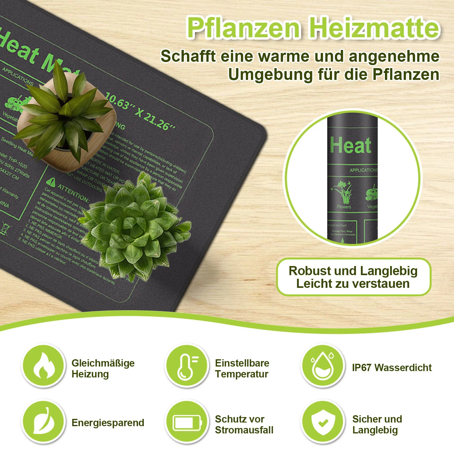 Heizmatte Pflanzen 27W/55W mit Thermostat