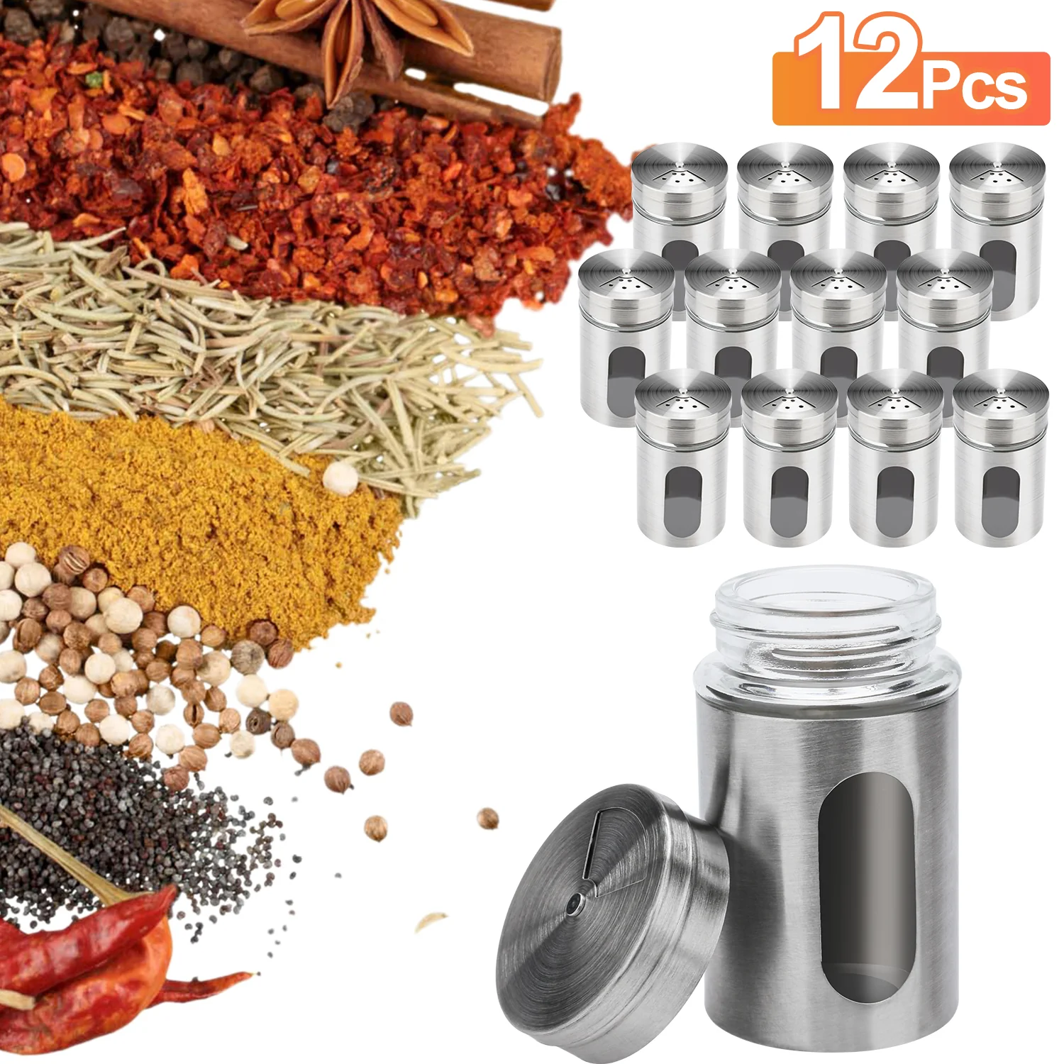 Gewürzgläser Set 12 stuck Edelstahl