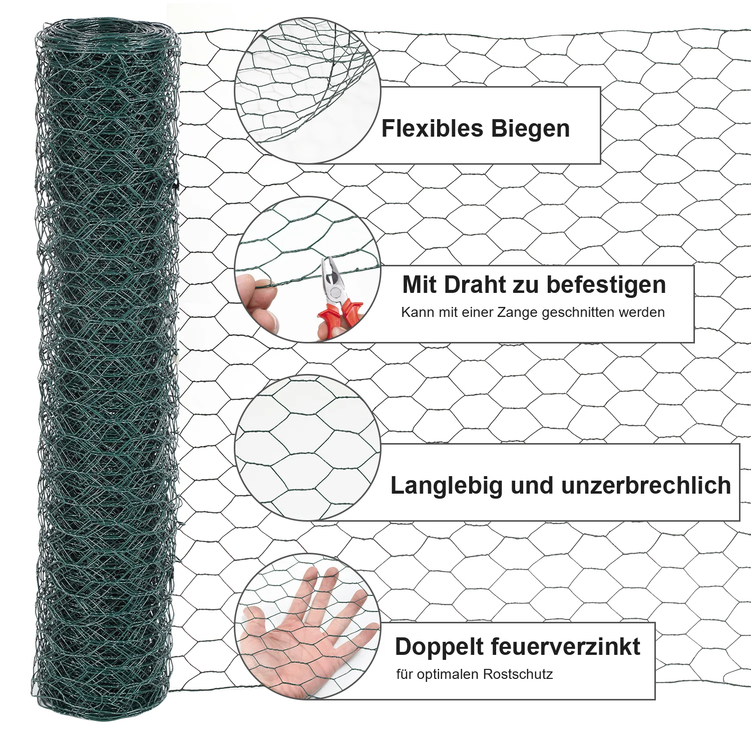 Drahtzaun Metallgitterzaun Hasendraht Verzinkter