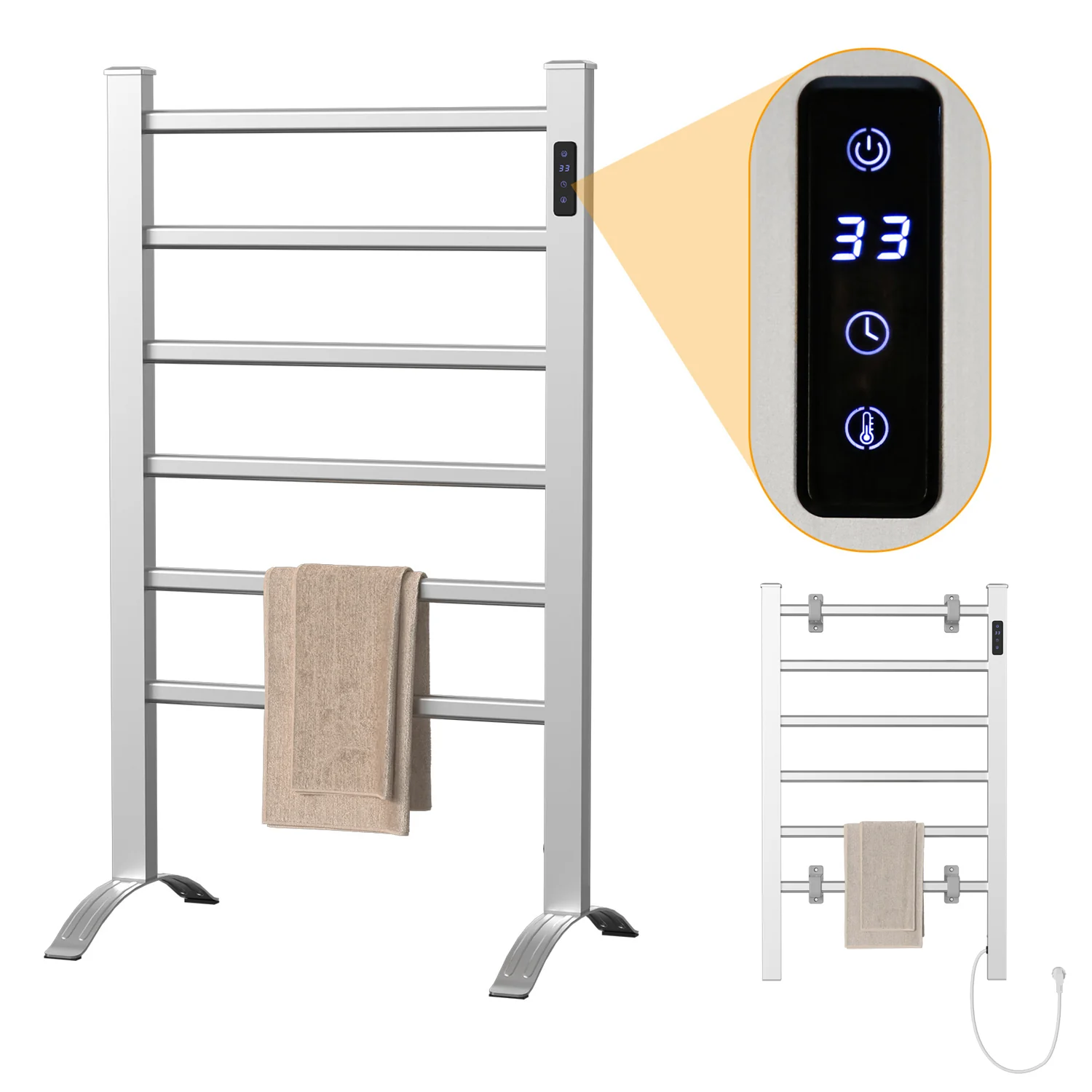 Handtuchwärmer Elektrisch Heizkörper Wandmontiert und Standgerät 100W