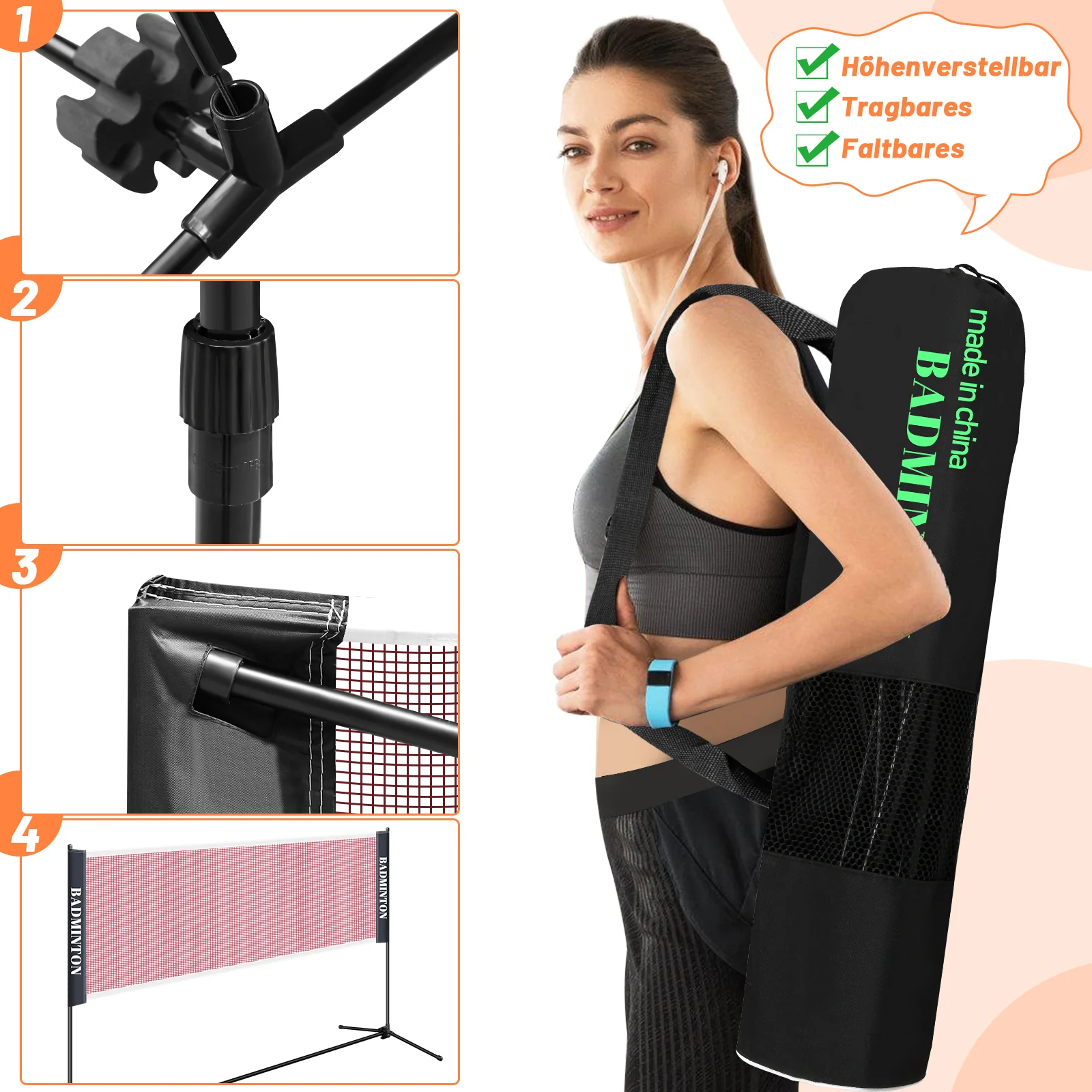 Badmintonnetz Badminton Netz Tennisnetz 3.1m/ 4.1m/5.1m