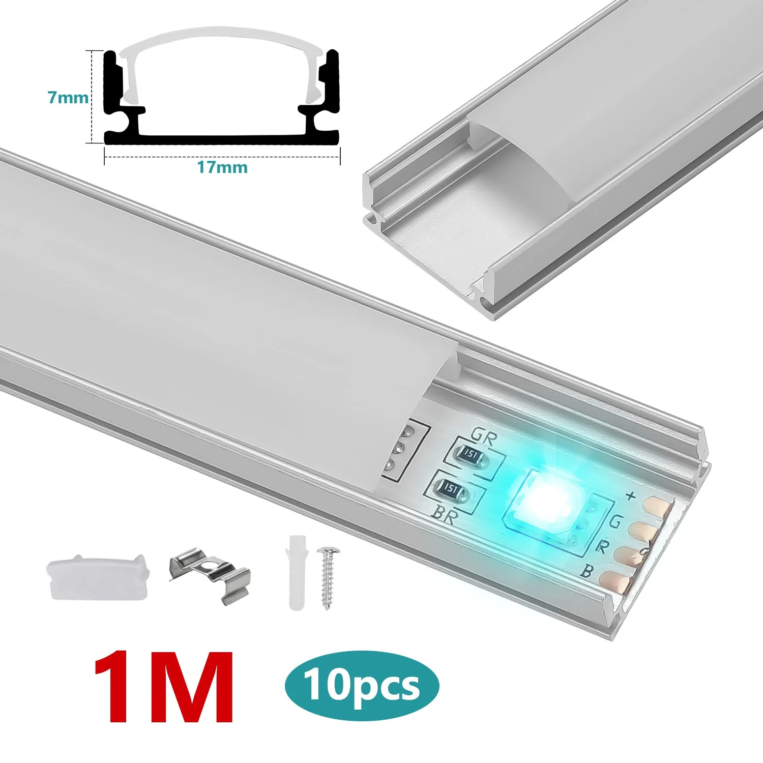 10x 1m LED Profil Aluminium U-Form für LED Stripes