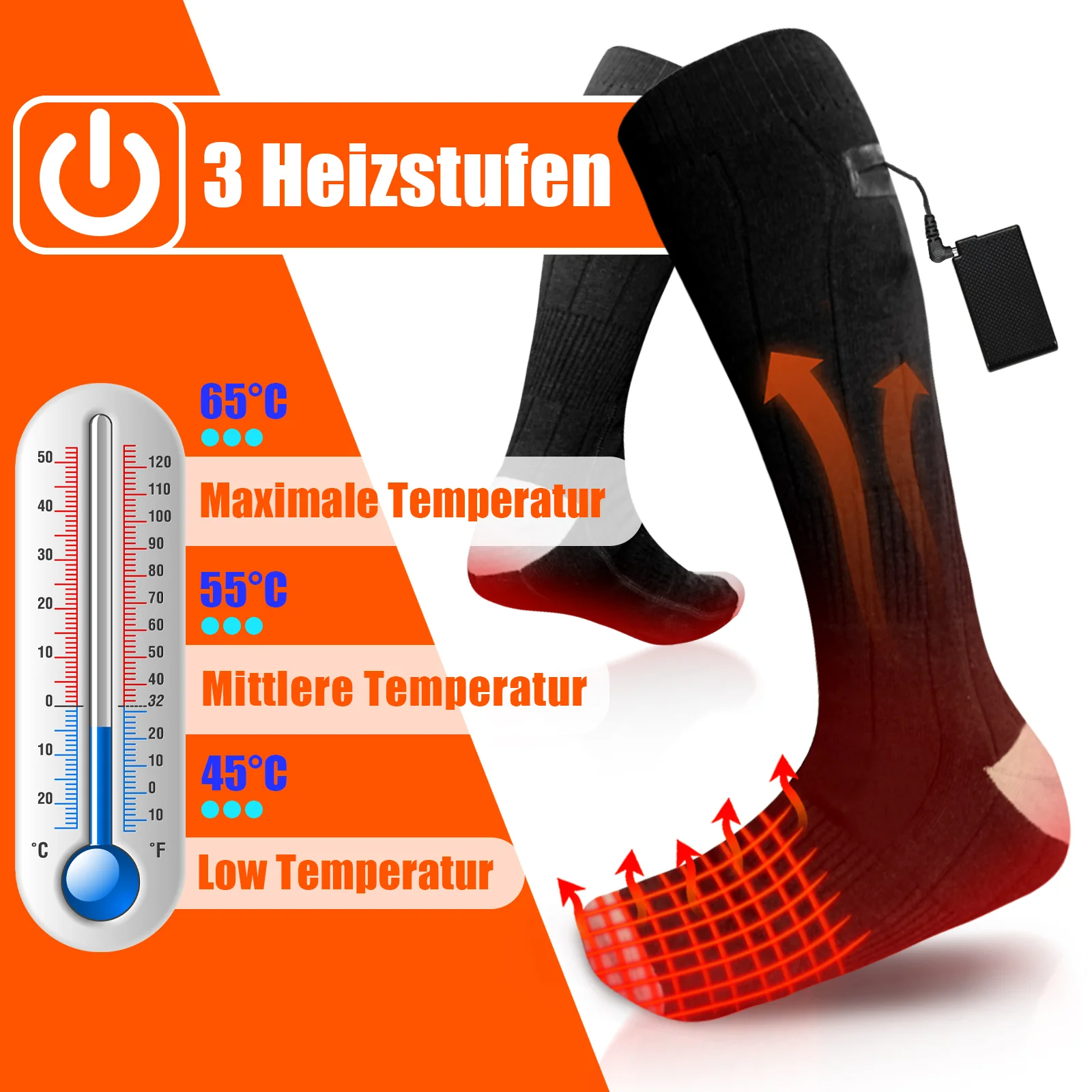 Beheizte Socken Herren Damen Wiederaufladbar