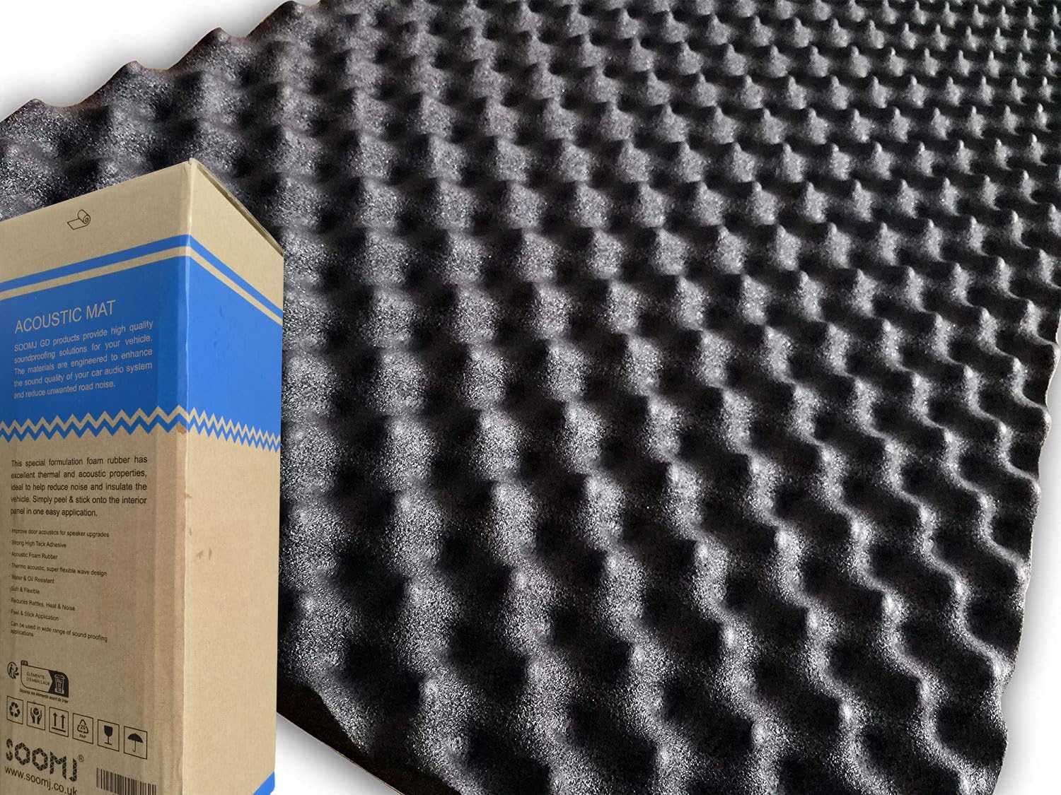 SOOMJ Dämmmatte Auto Schallschutzmatte Isolierung Matte Schaumstoff Selbstklebend Dämmmatten Raum Akustikschaumstoff Schall Dämmung Feuerfest, Feuchtigkeitsfest, Wasserdicht - 40cm x100cm