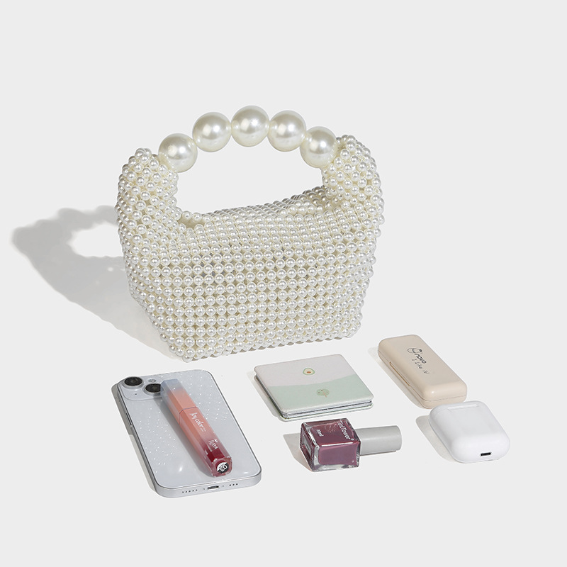 Pearl Beaded Handbag with Detachable Strap