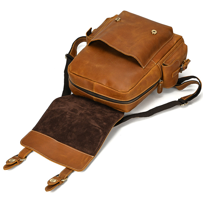 Classic Leather Double Buckle Closure Backpack