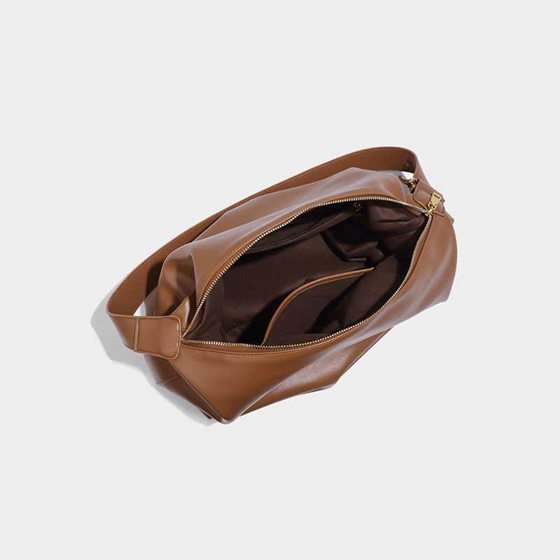 Minimal Soft Leather Hobo Shoulder Bag