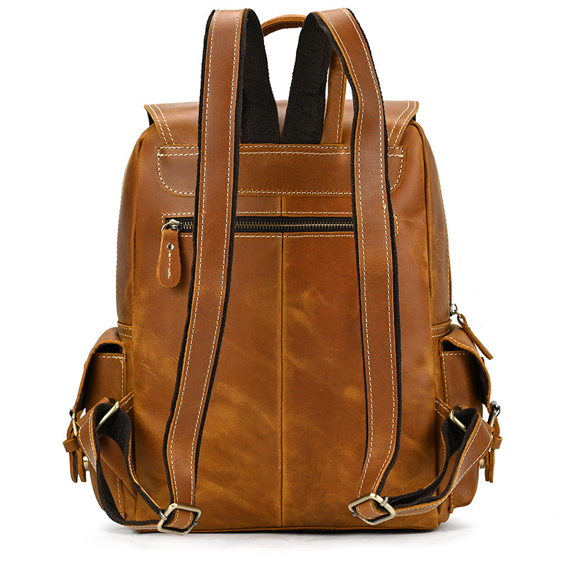 Classic Leather Double Buckle Closure Backpack