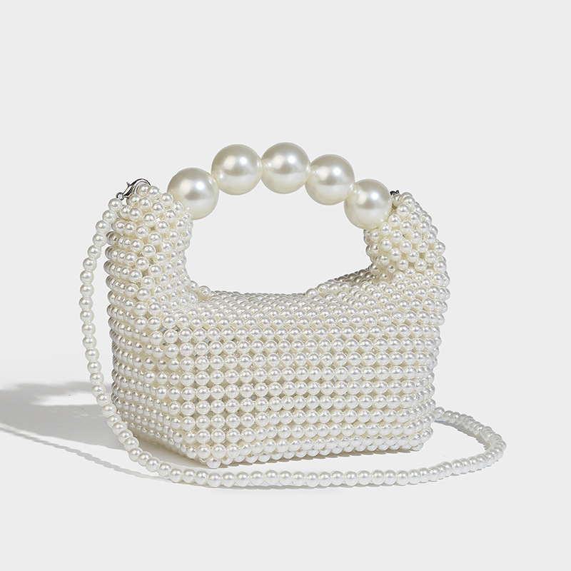 Pearl Beaded Handbag with Detachable Strap