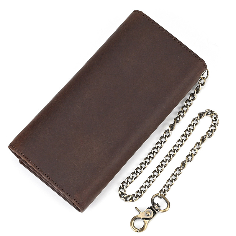 Vintage Chain Leather Long Wallet