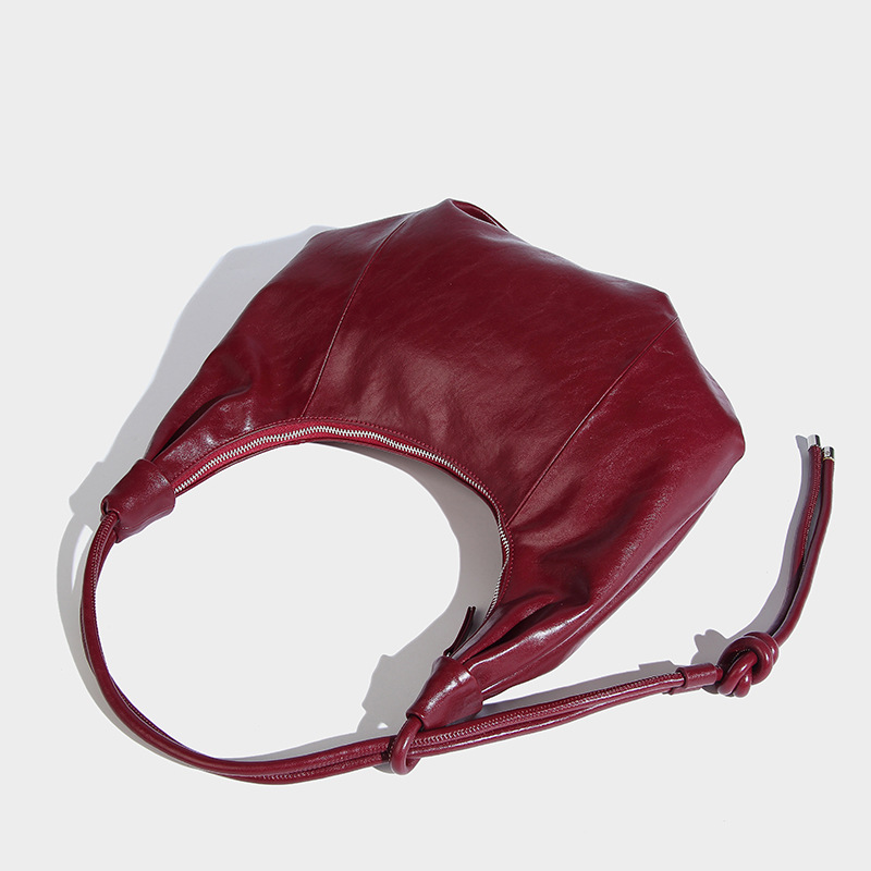 Soft Knot-Detail Leather Hobo Shoulder Bag