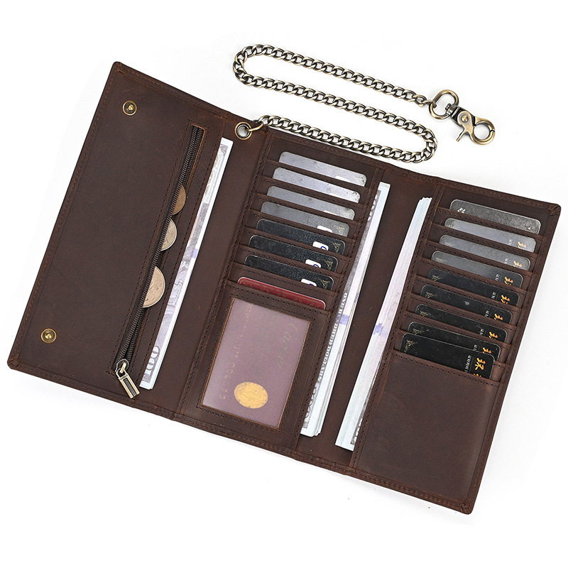 Vintage Chain Leather Long Wallet
