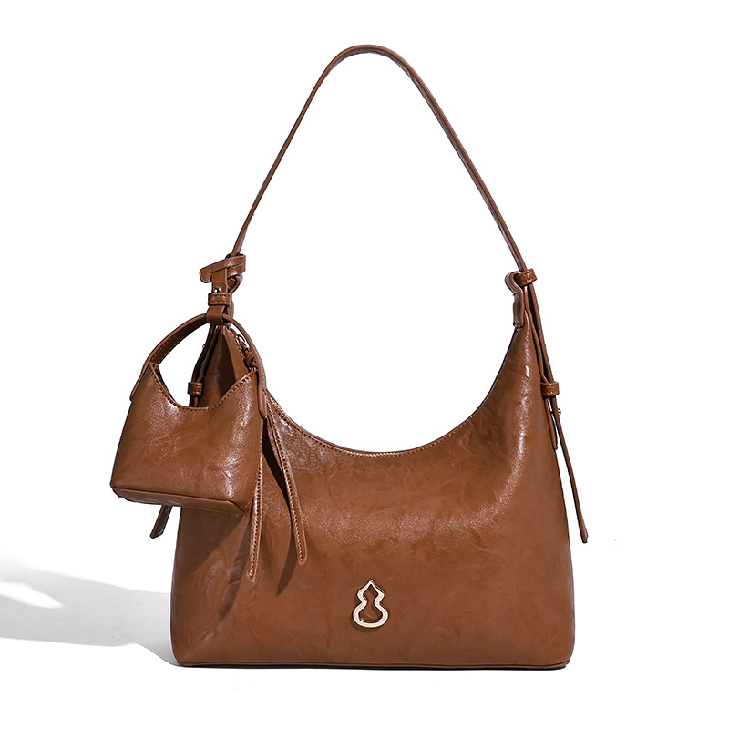 Vintage Leather Hobo Bag with Mini Pouch