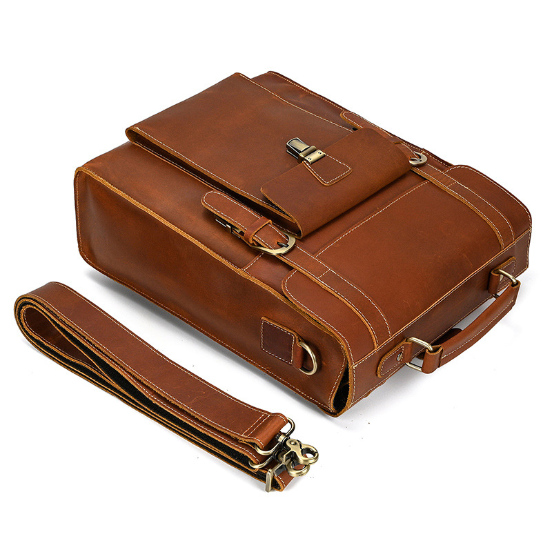 Structured Leather Briefcase-Inspired Design Backpack
