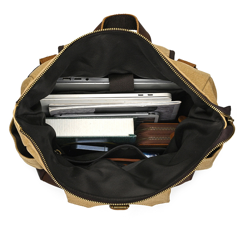 Canvas & Leather Roll-Top Backpack