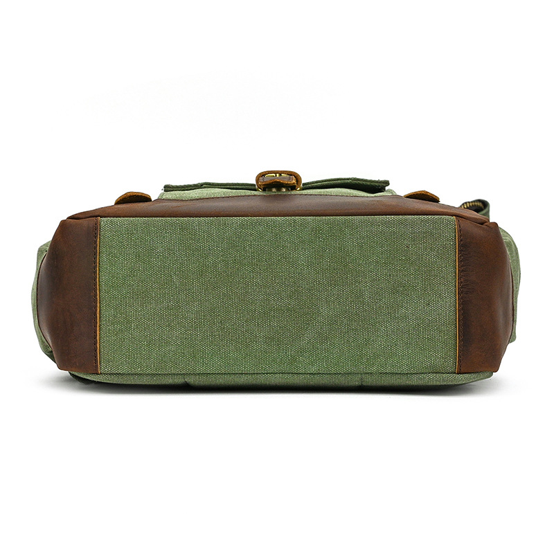 Olive Green Utility Canvas & Leather Backpack