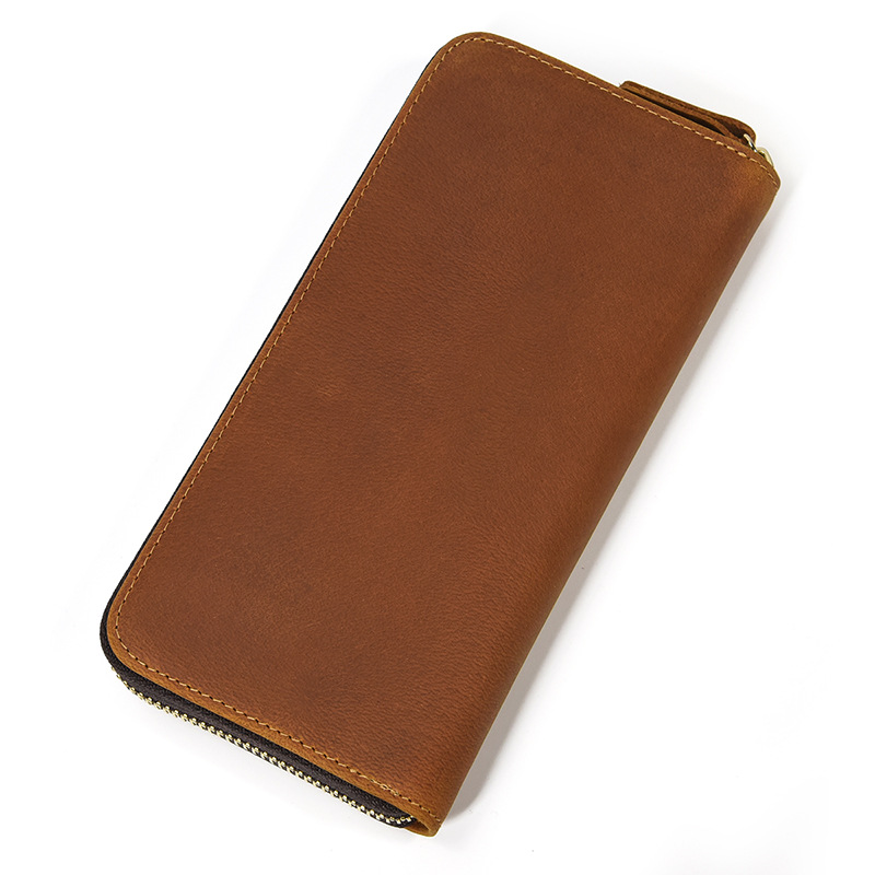 Minimalist Vintage Leather Long Zip Wallet