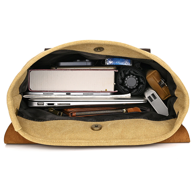 Classic Canvas & Leather Flap Closure Backpack
