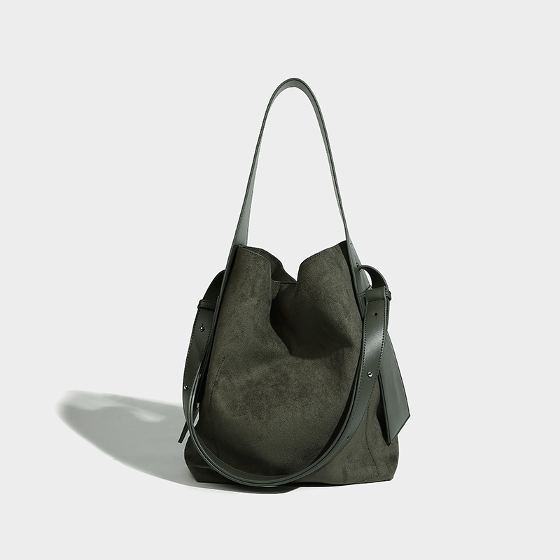 Suede-Texture Soft Hobo Shoulder Bag