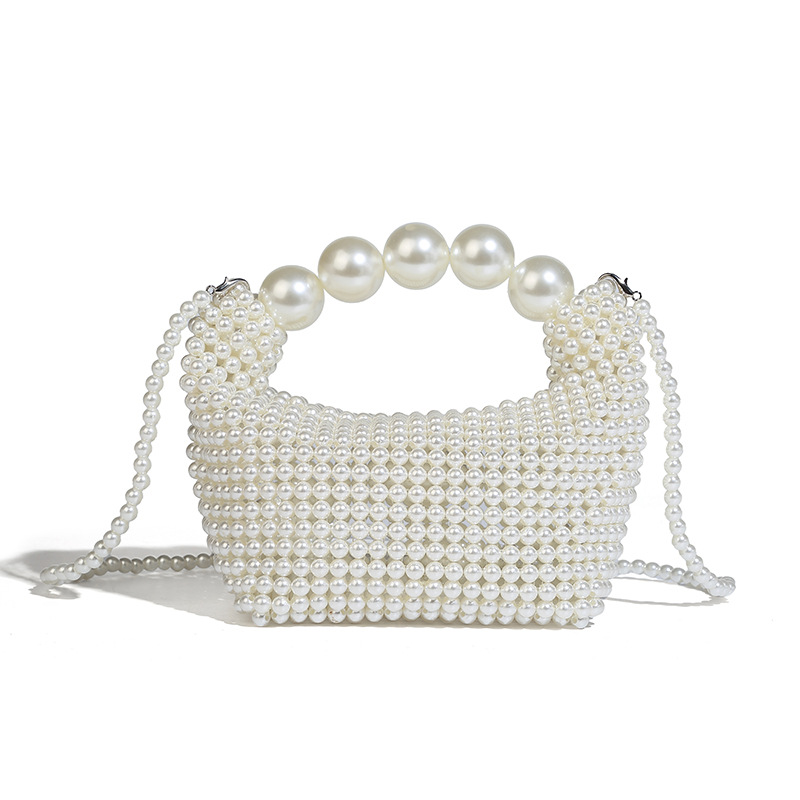 Pearl Beaded Handbag with Detachable Strap