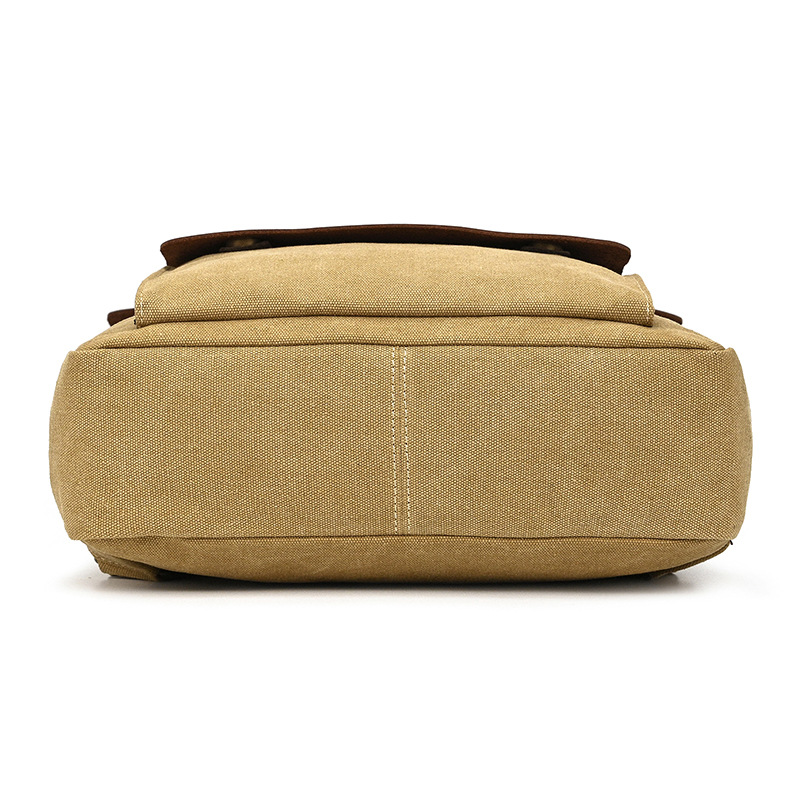 Classic Canvas & Leather Flap Closure Backpack