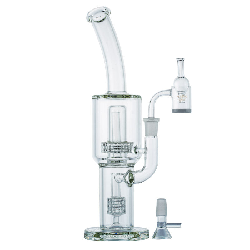 Double Matrix Perc Bong w/ Bubble Carb Cap Quartz Banger Set