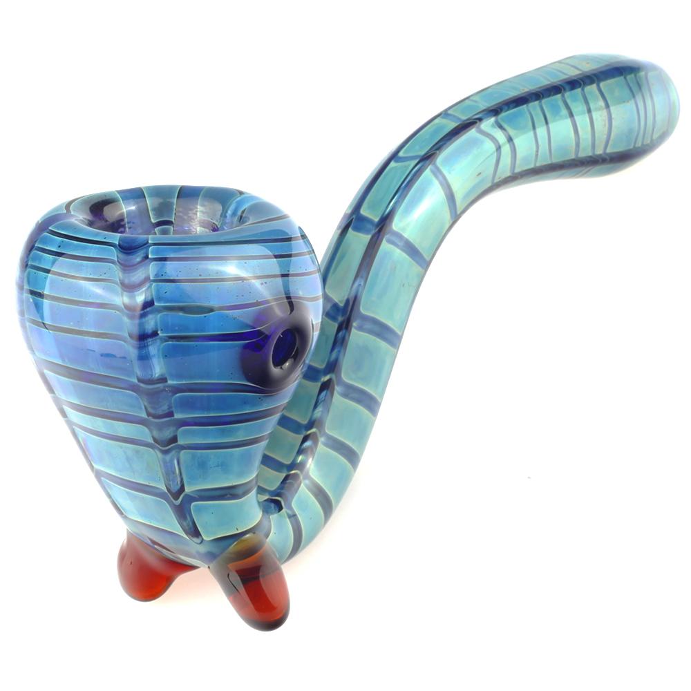 Turquoise Glass Pipe and Blue Wrap Sherlock Pipe Set