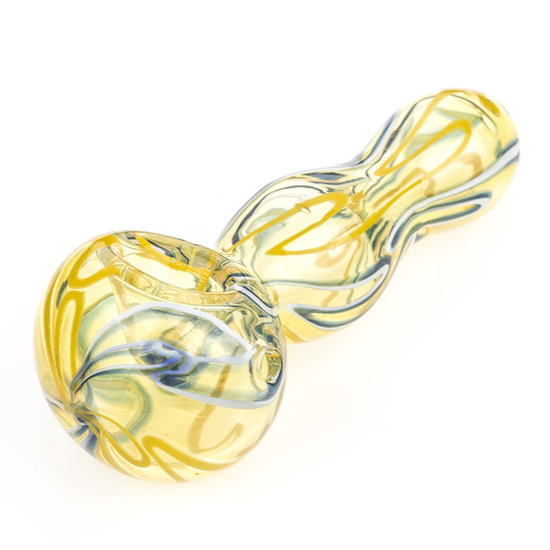 Glass Spoon Pipe w/ Swirl Strips
