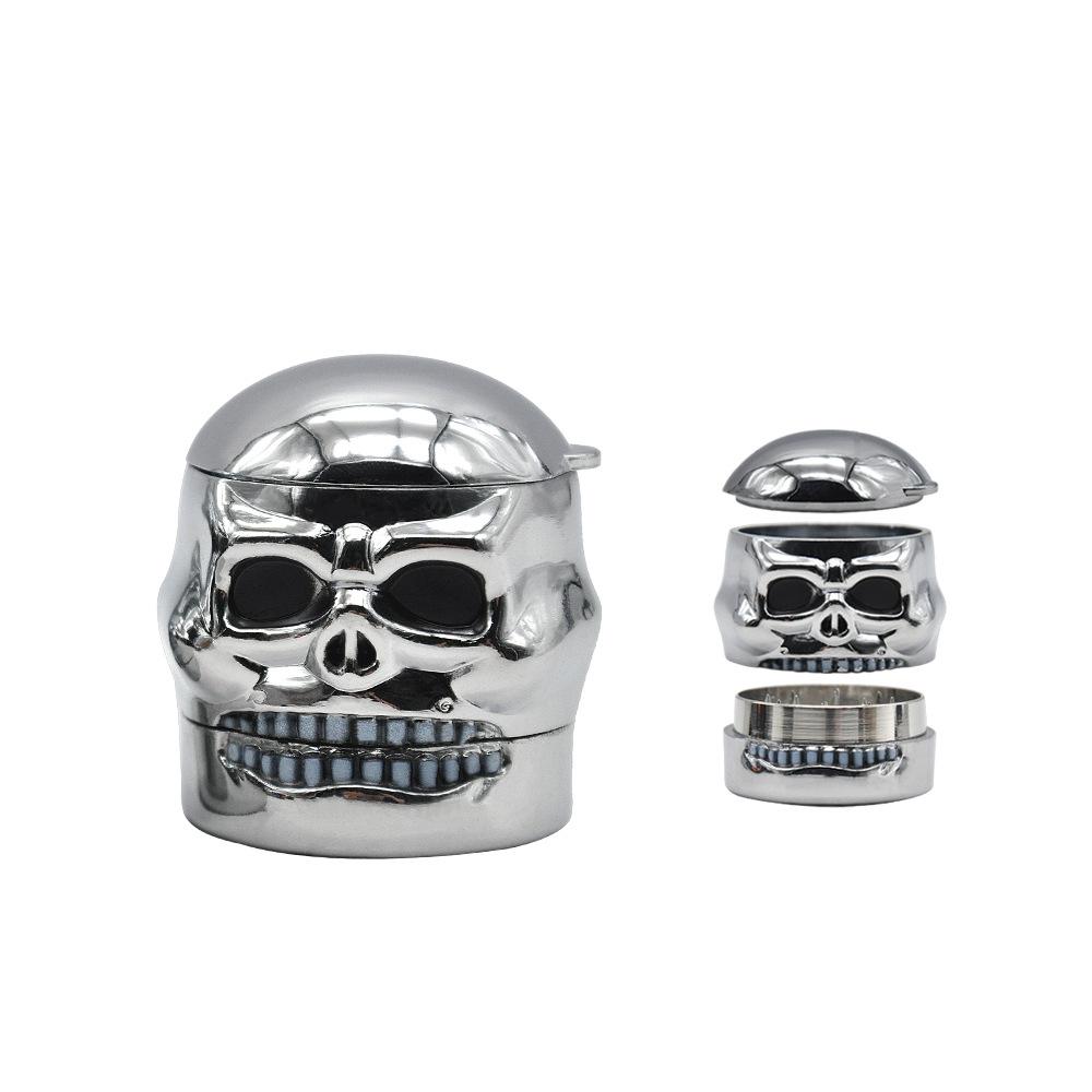 Silver Skull Novelty Herb Grinder 3 Layer 41MM