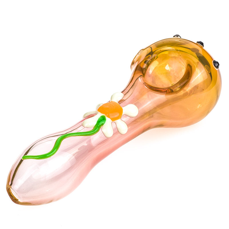 Pink Glass Pipe with Daisy Flower