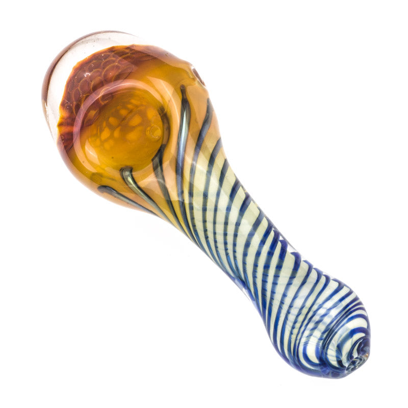 Honeycomb Glass Spoon Pipe w/ Swirl Strips