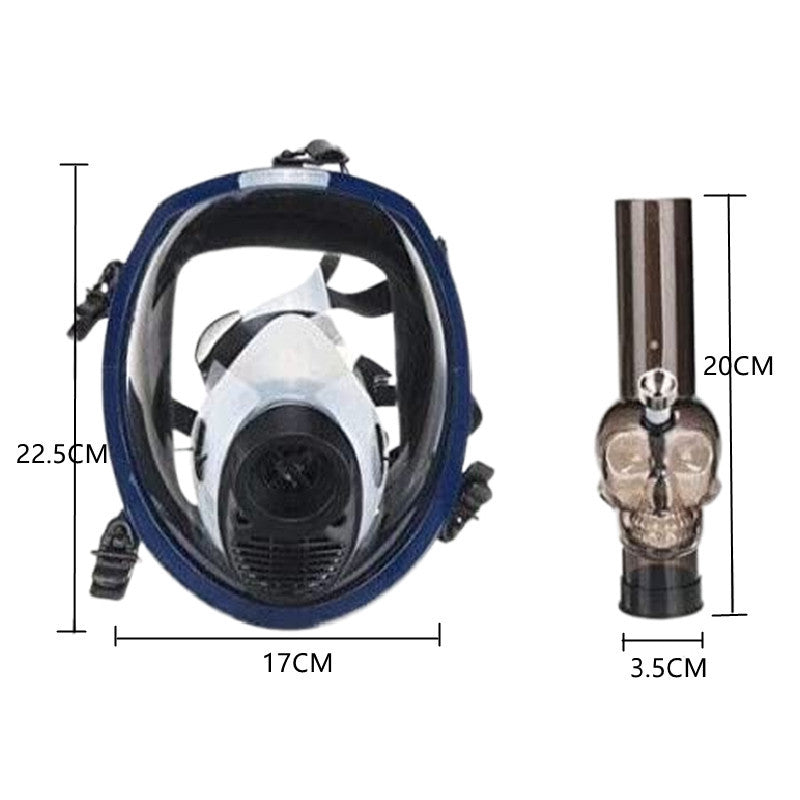 Transparent Gas Mask Bong w/ Acrylic Water Pipe