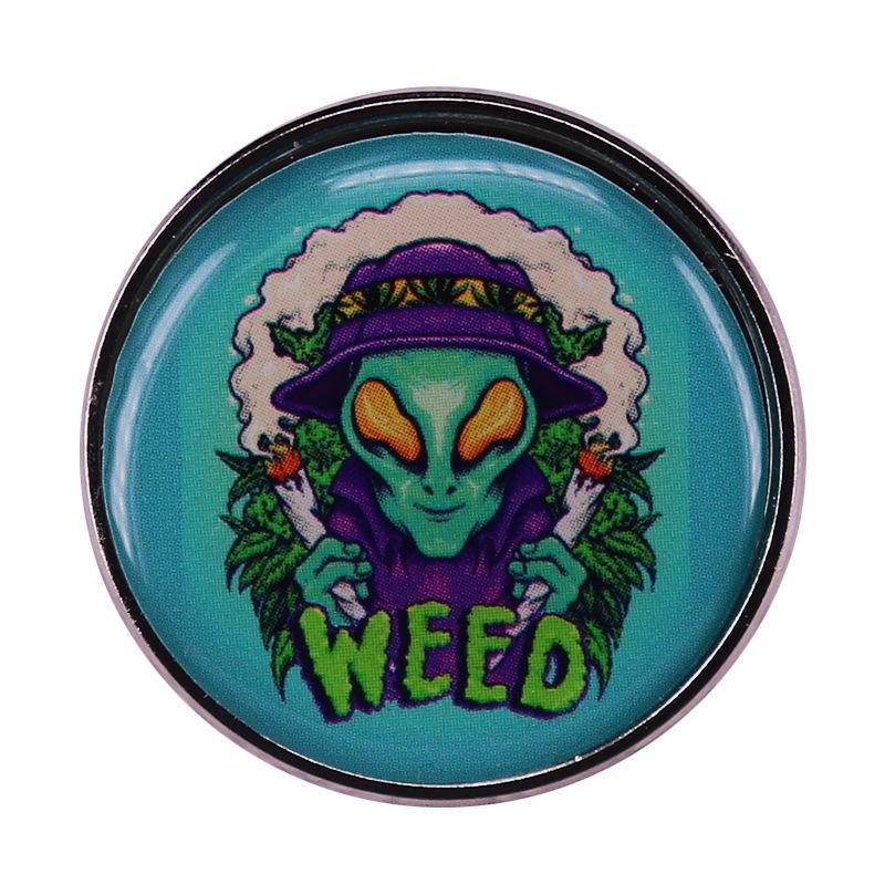Weed Alien Enamel Pin