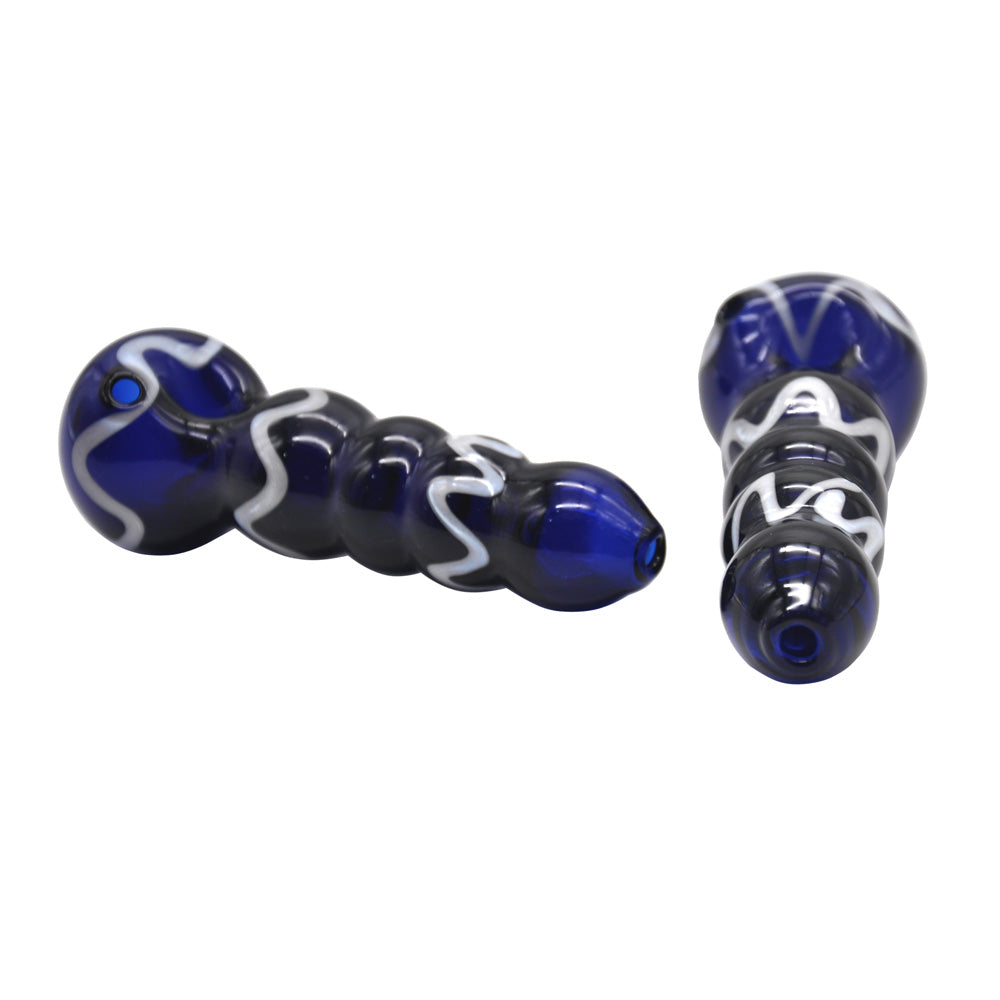 Blue Glass Spoon Pipe w/ Maria Rings