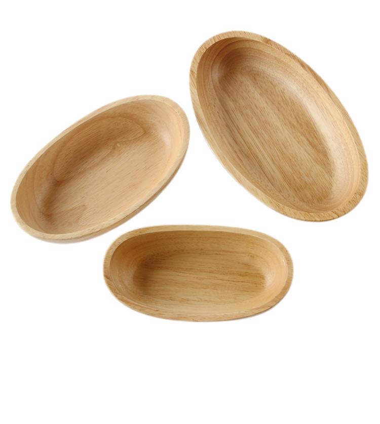 Solid Oak Boat Bowl Shape Rolling Tray