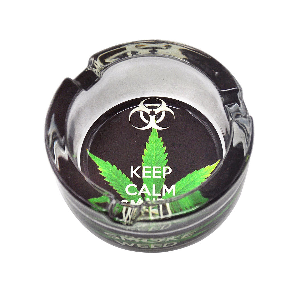 Marijuana Leaf Glass Ashtray (Random Pattern)