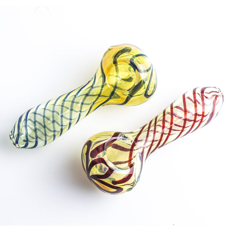 Clear Glass Spoon Pipe w/ Swirl Stripes