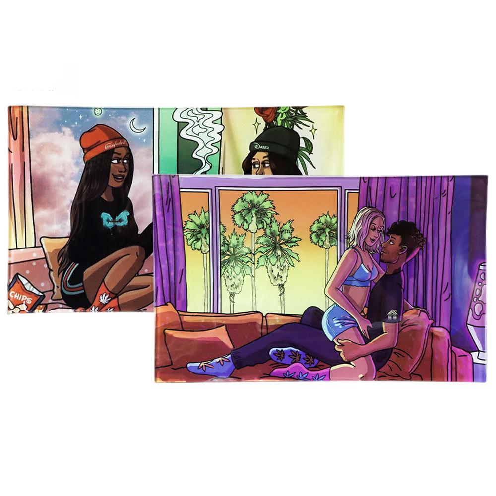 New Lady Anti Falling Glass Cigarette Rolling Tray